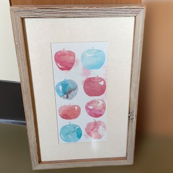 Multicolored Apple Print Watercolor Medium Print is Framed and Matted - Picture 10 of 15